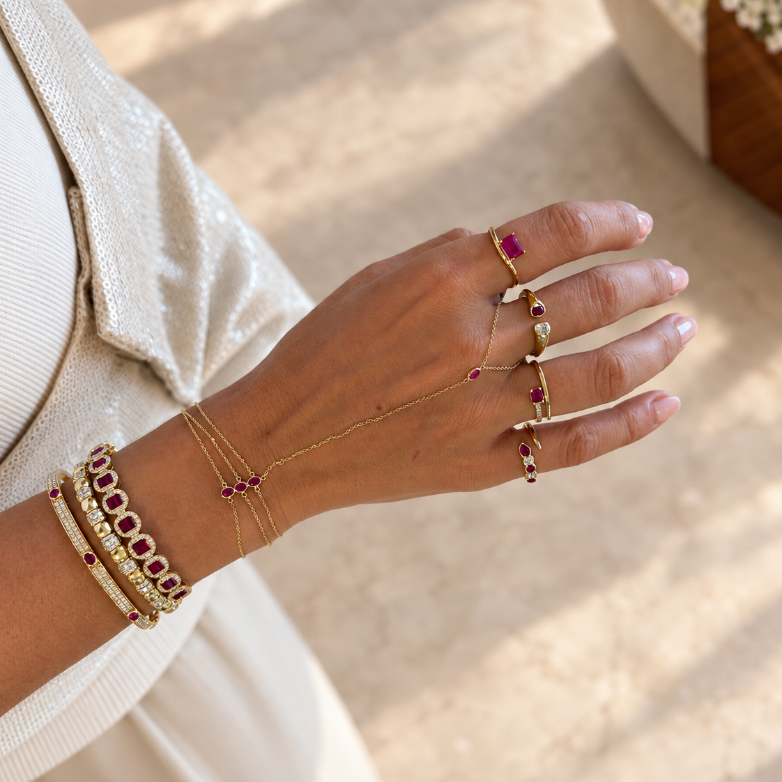 Rectangular Ruby Ring, lifestyle view 1 | JJ Jewelry