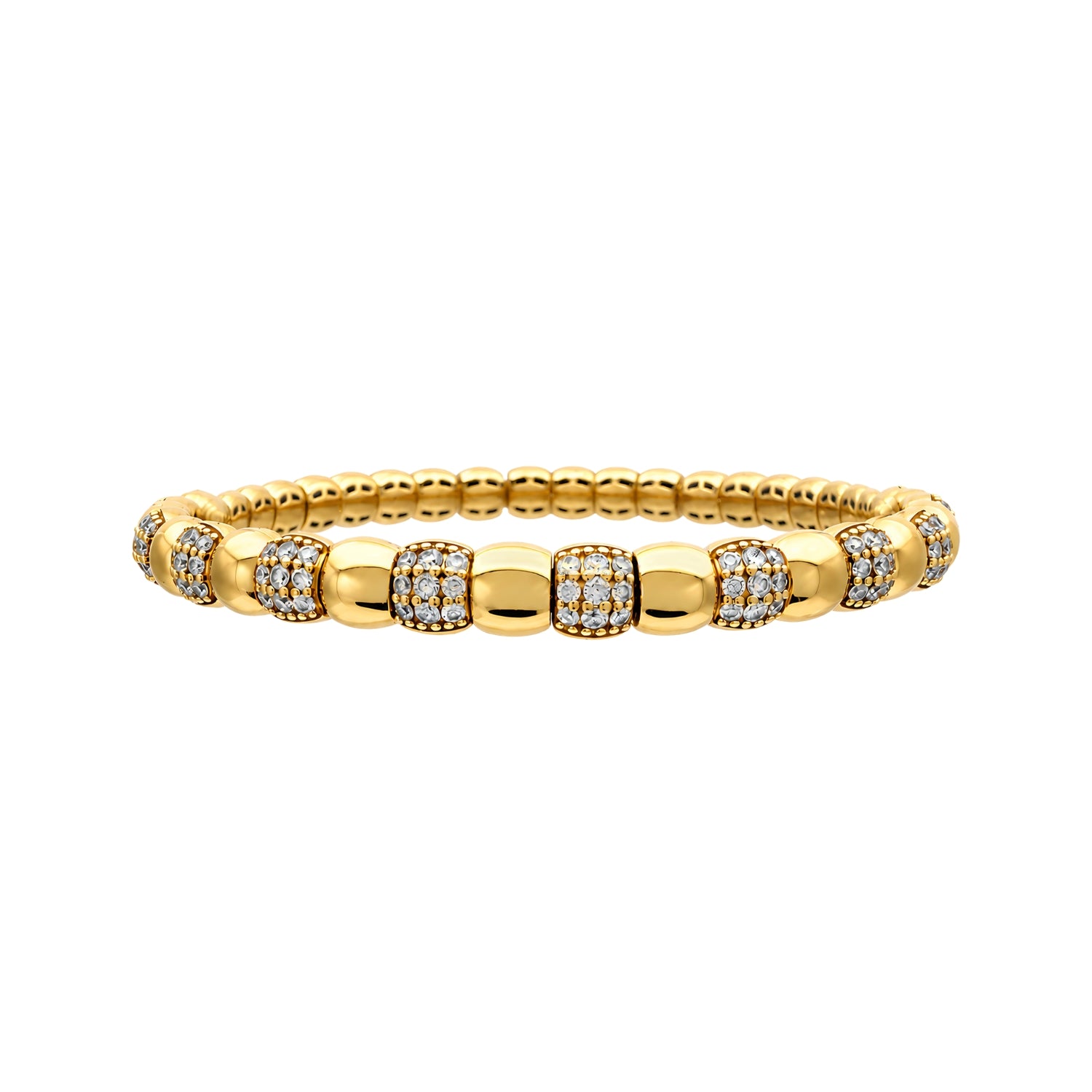 Gold Bead and Diamond Pavé Bracelet in Yellow Gold