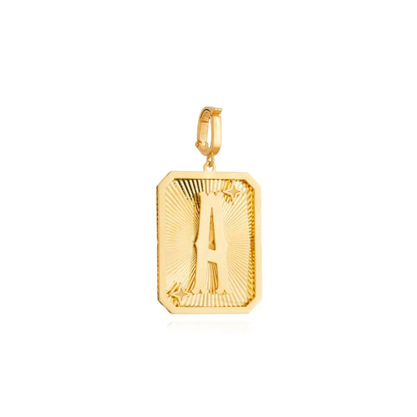 Gold Letter Medal Pendant 18K Yellow | JJ Jewelry Miami