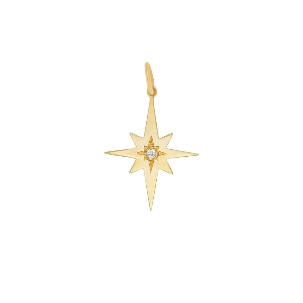 Gold Star with Diamond Pendant-Princess Jewelry Shop