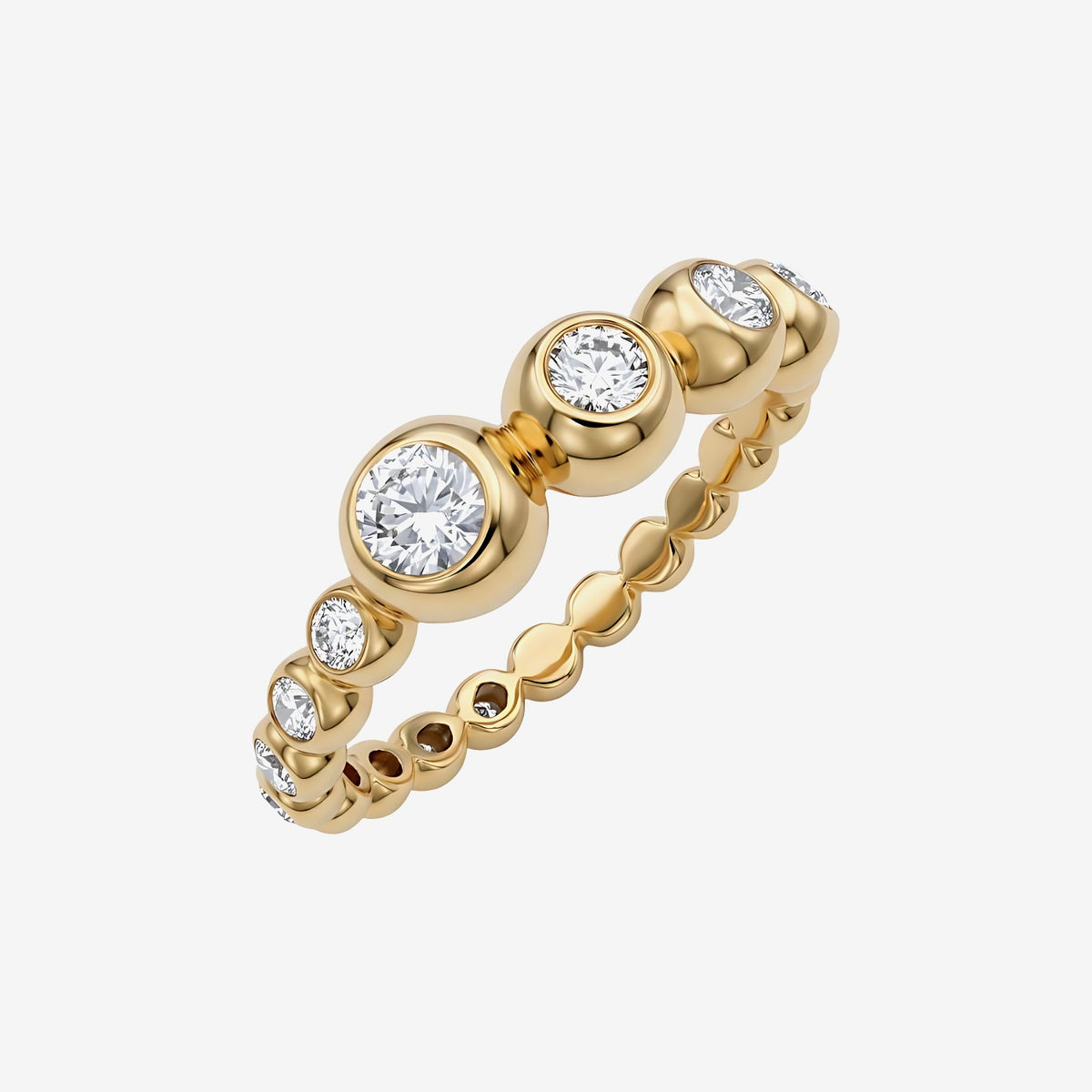 Golden Night Glam Diamond Bubble Ring in 18K Yellow Gold | JJ Jewelry