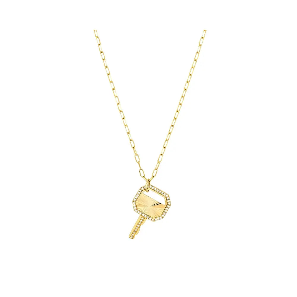   Golden Radiance Diamond Key Pendant Necklace Princess Jewelry Shop