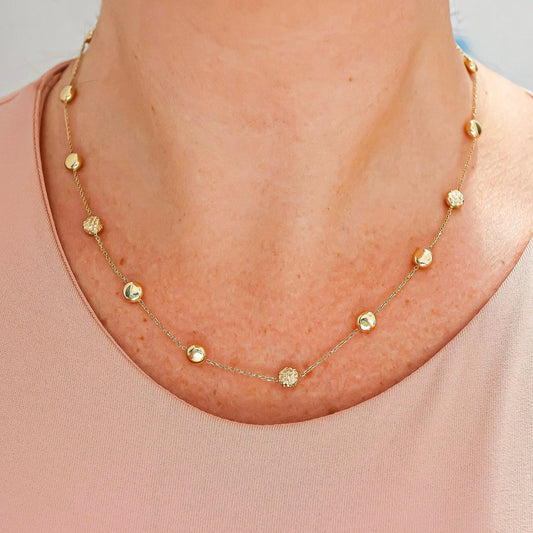Hammered Multi Balls Chain Necklace Princess Jewelry Shop