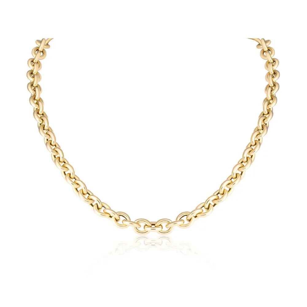 Hollow Round Yellow Gold Chain Necklace