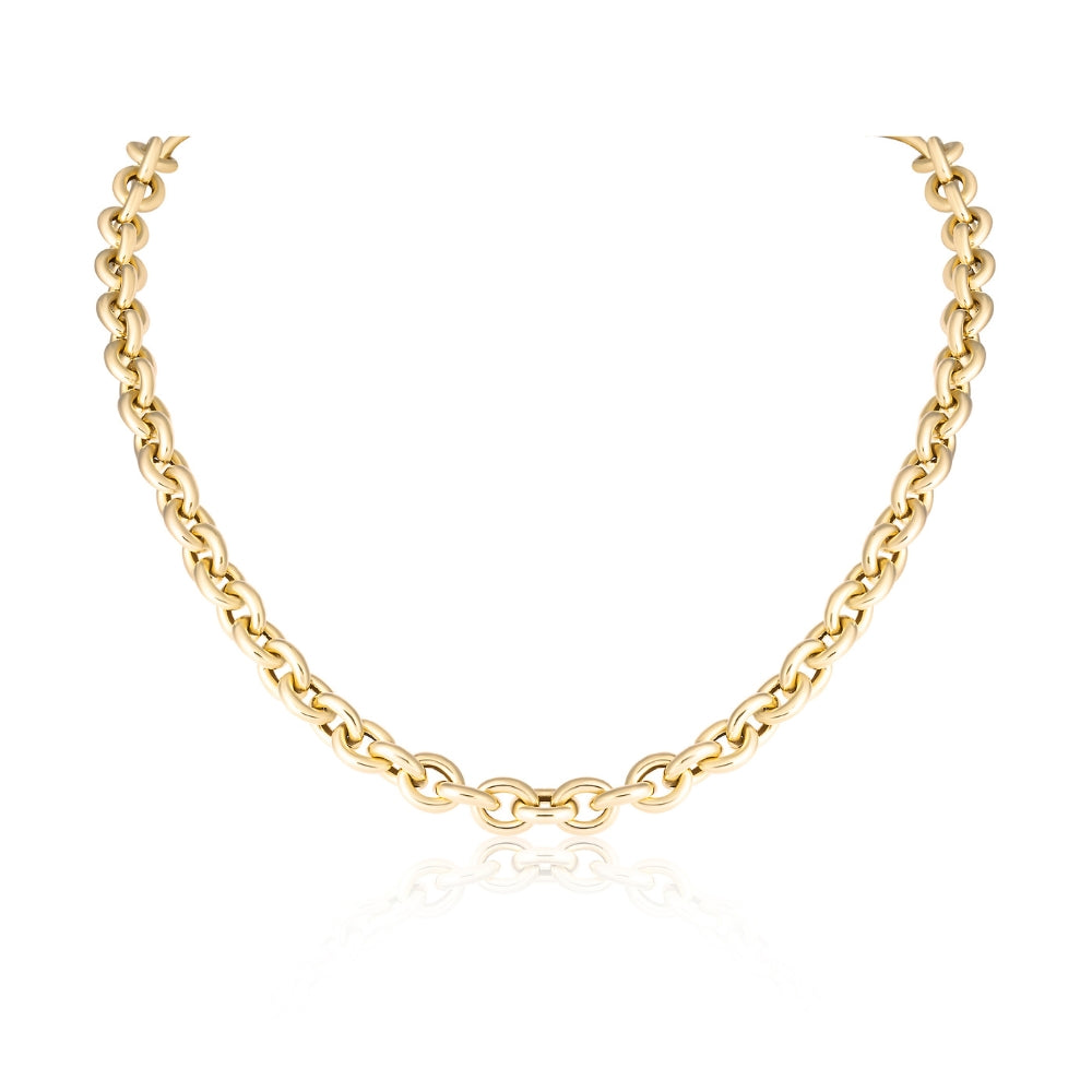 Hollow Round Yellow Gold Chain Necklace
