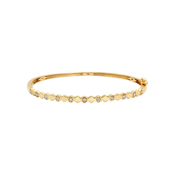   HONEYCOMB DIAMOND YG HALF BANGLE D0.25CT 14KY Princess Jewelry Shop