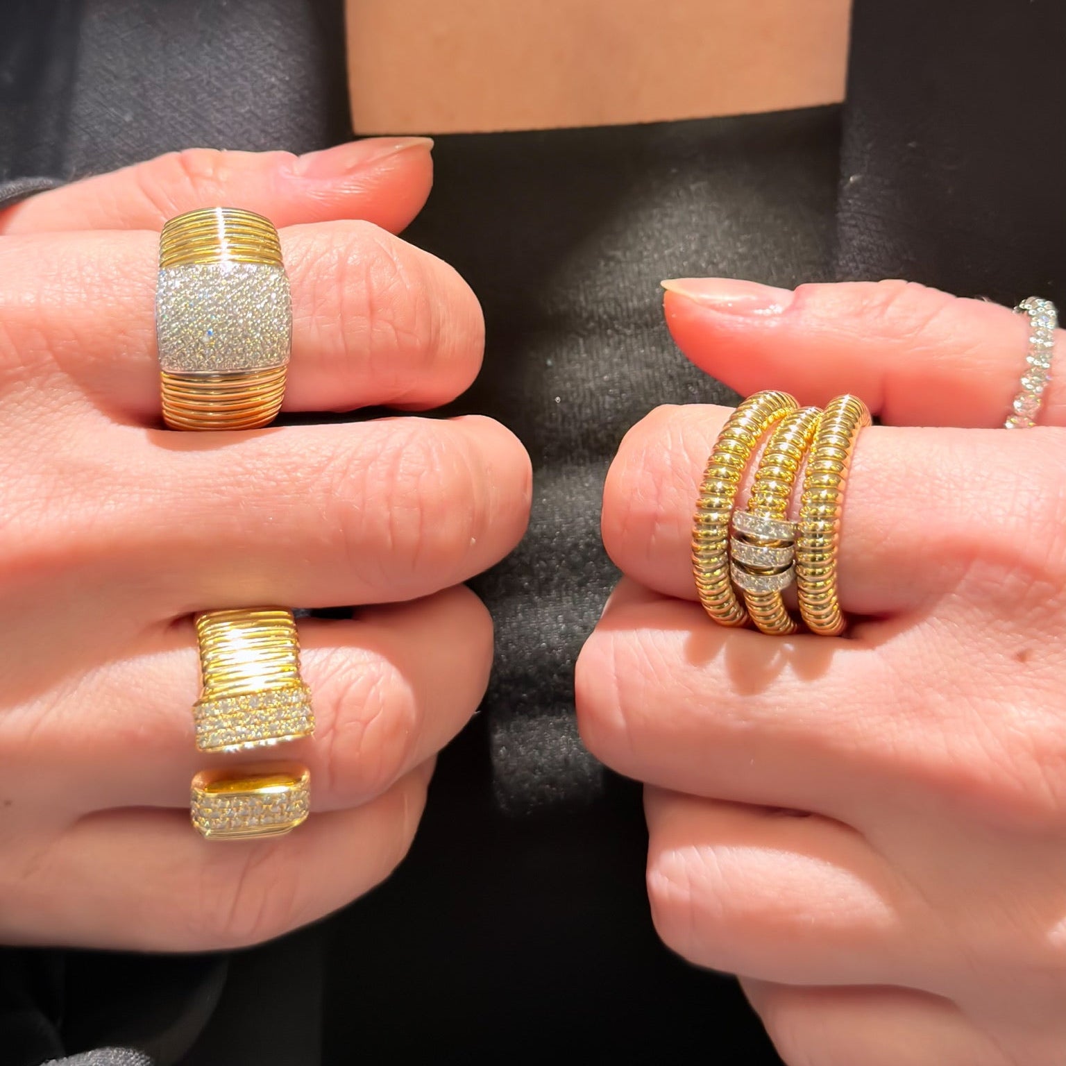 Pavé Flex Italian Ring in 18K Yellow Gold