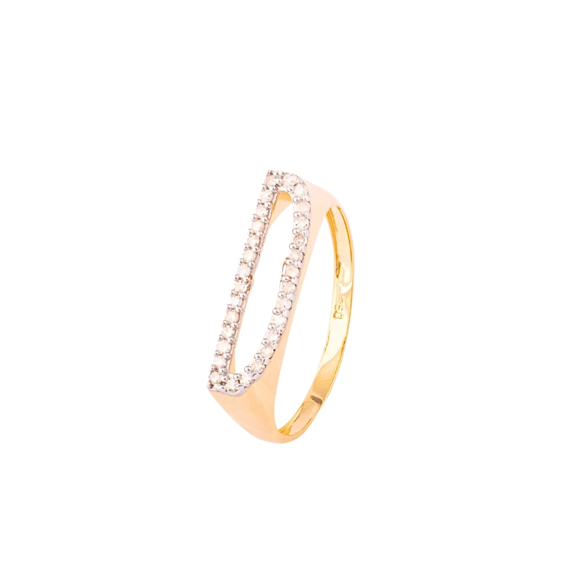   LETTER GOLD DIA RING 18KY Princess Jewelry Shop