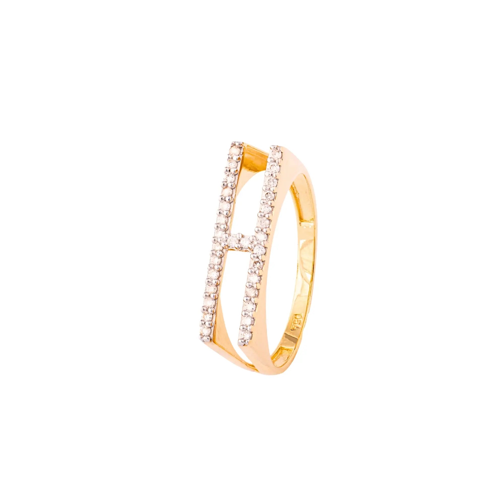   LETTER GOLD DIA RING 18KY Princess Jewelry Shop