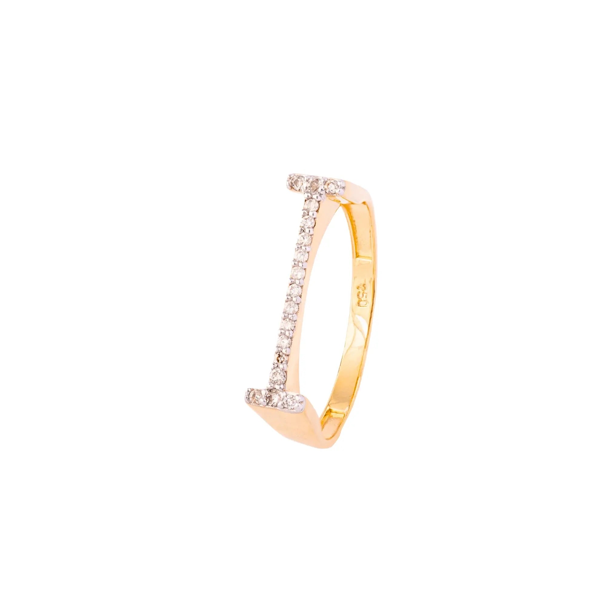   LETTER GOLD DIA RING 18KY Princess Jewelry Shop