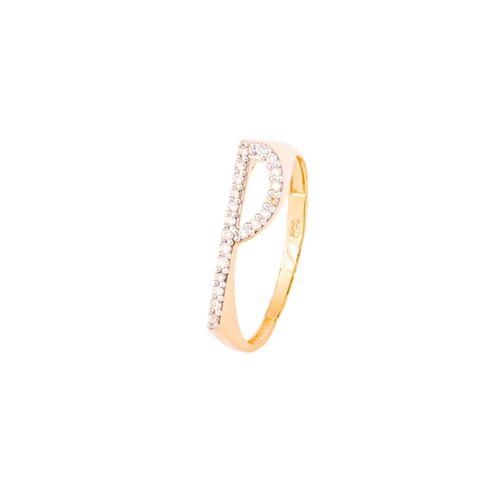   LETTER GOLD DIA RING 18KY Princess Jewelry Shop