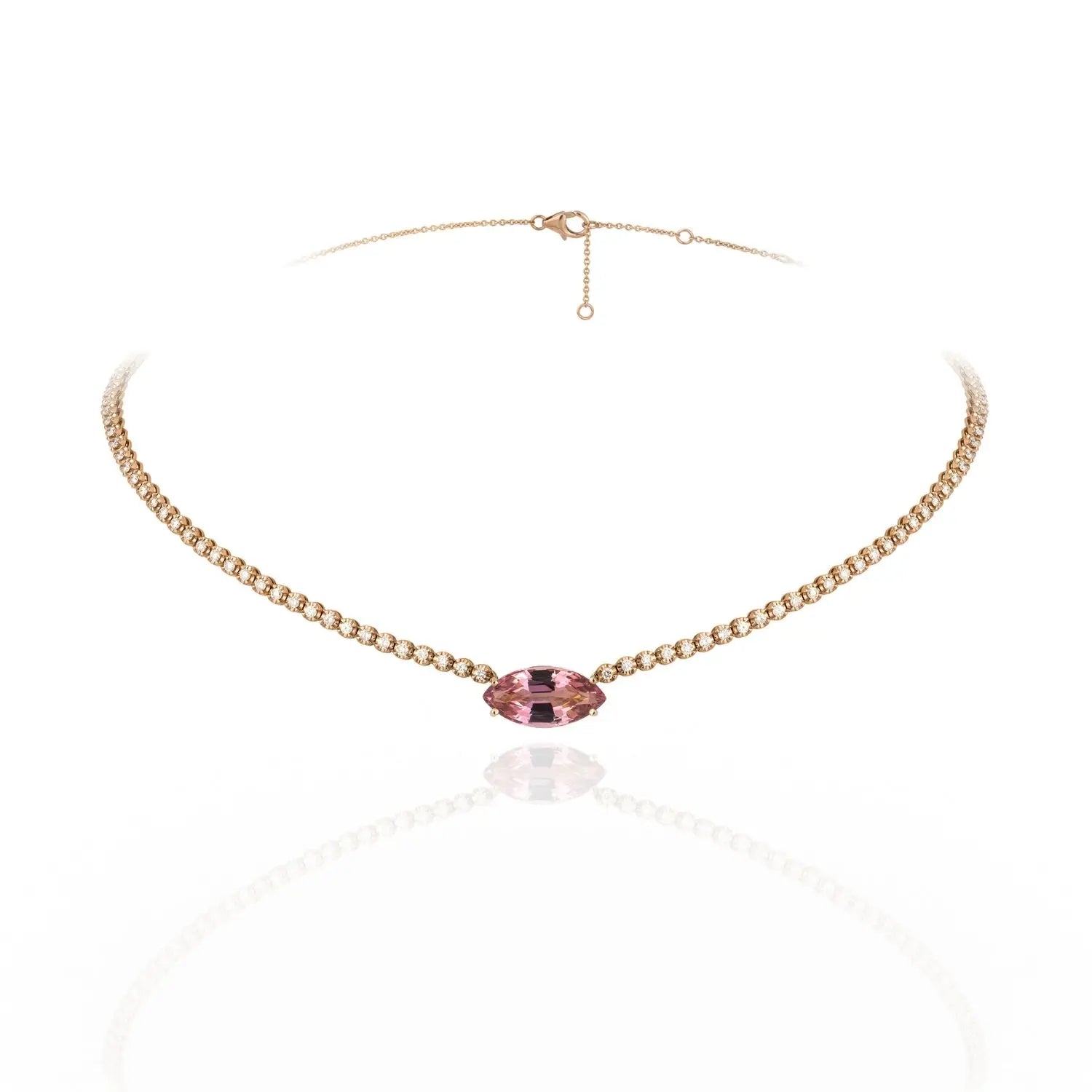 Lala Pink Tourmaline and Diamond Necklace-Princess Jewelry Shop