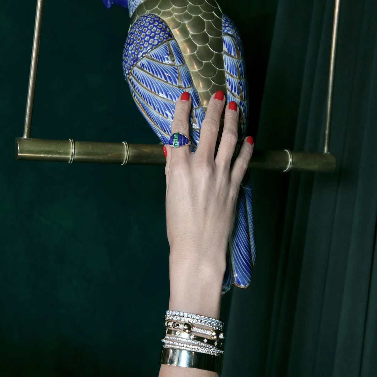 Lapis Dream Emerald and Diamond Ring, lifestyle view 2 | JJ Jewelry