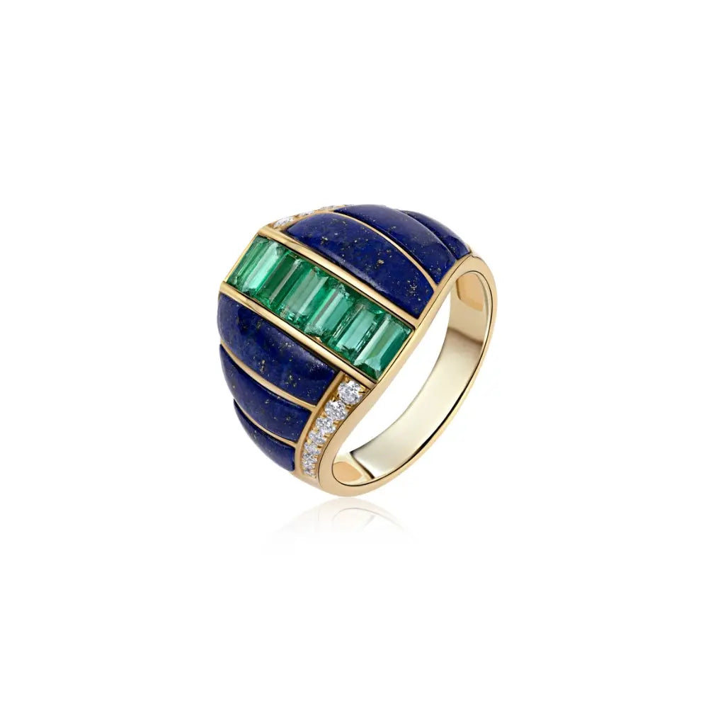 Lapis Dream Emerald and Diamond Ring-Princess Jewelry Shop