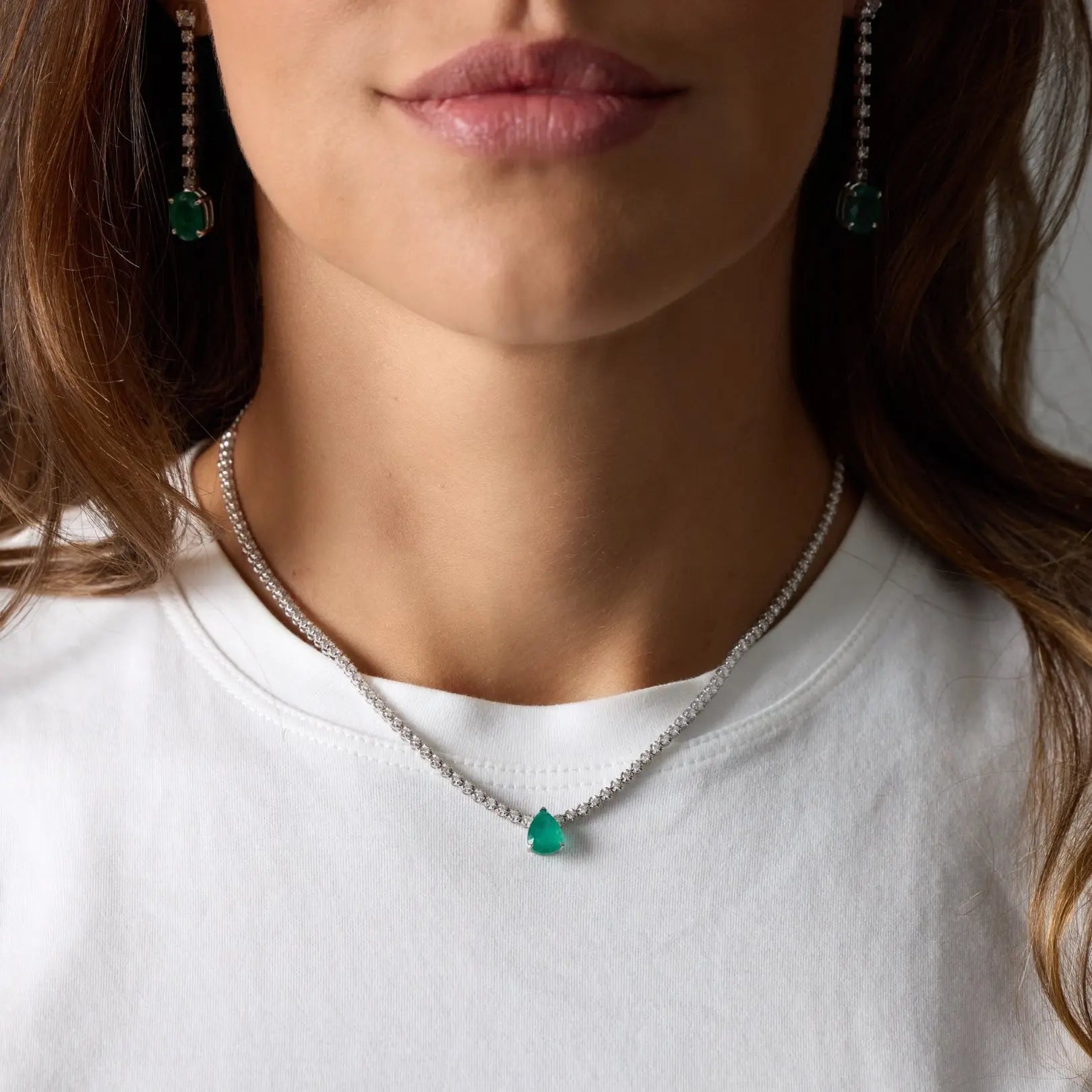   Laura Emerald Drop Diamond Necklace Princess Jewelry Shop