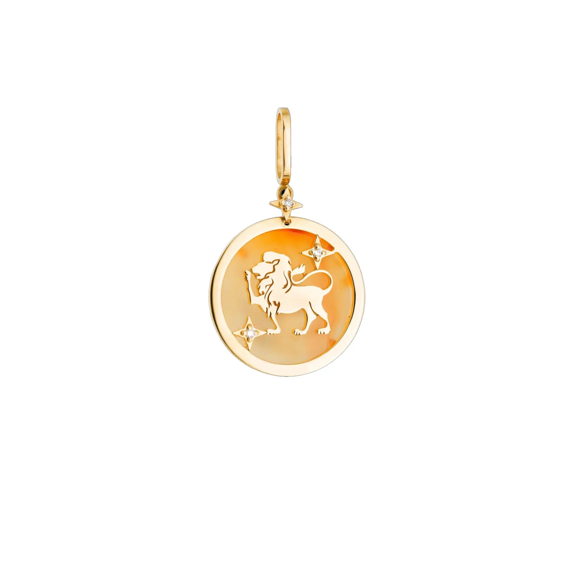 Leo Zodiac Orange Quartz and Diamond Pendant Princess Jewelry Shop