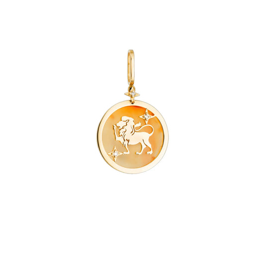 Leo Zodiac Orange Quartz and Diamond Pendant Princess Jewelry Shop