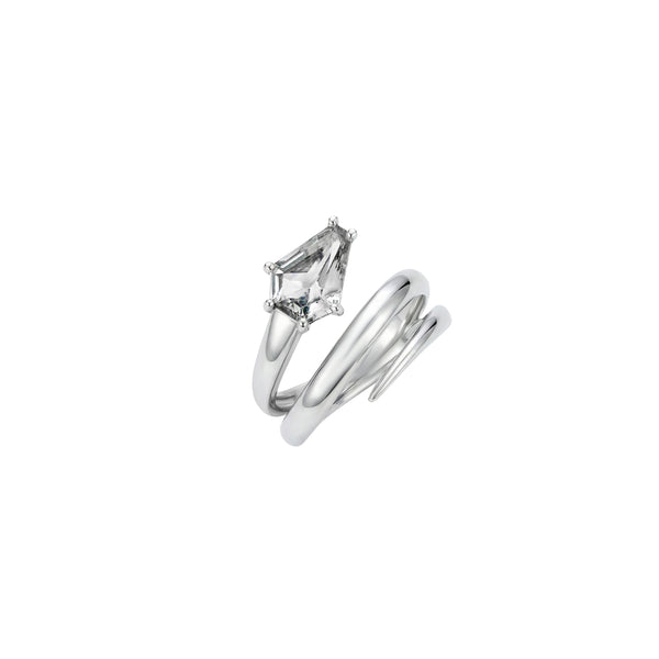 Light Blue Sapphire Snake Wrap Ring in 18K White Gold | JJ Jewelry Miami