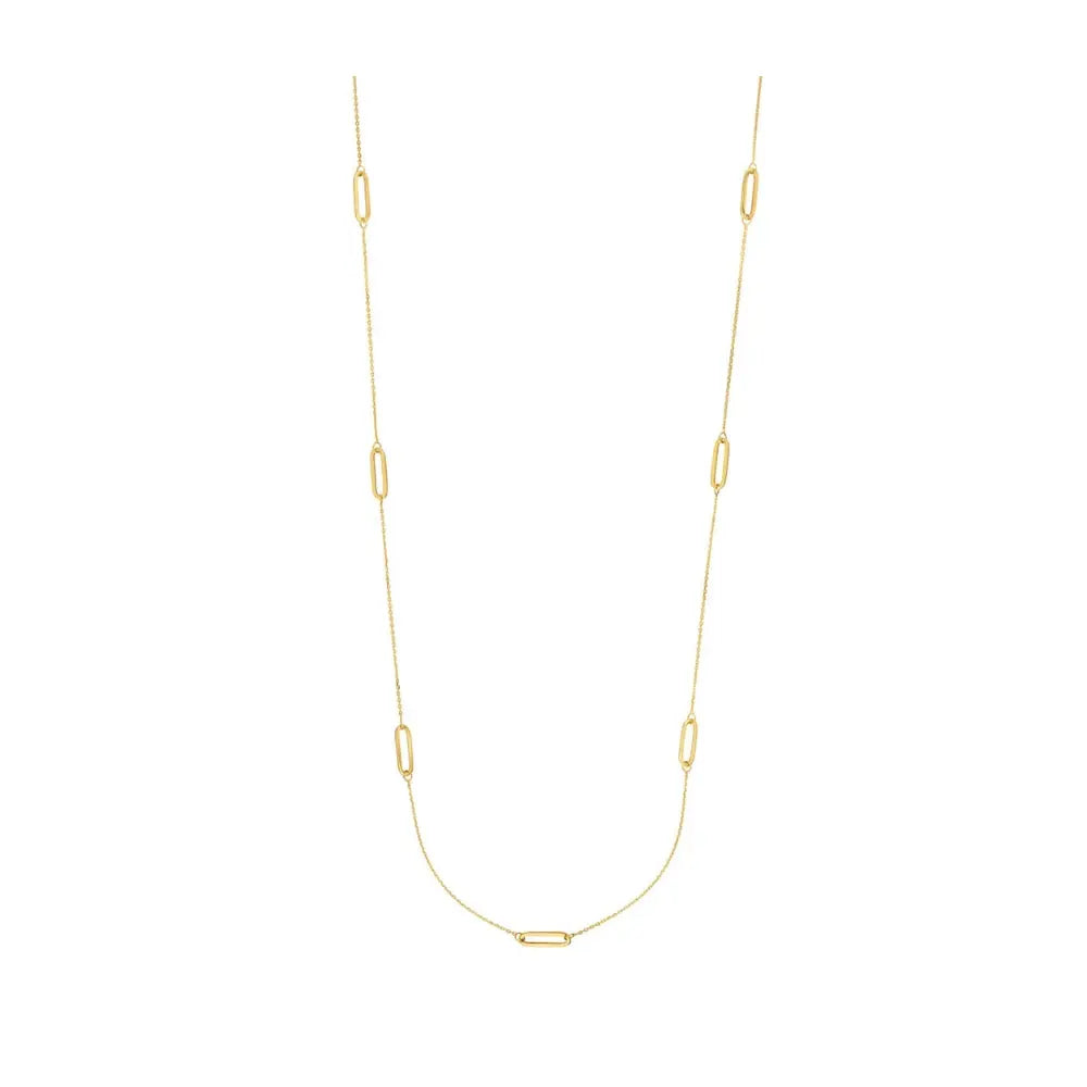   Long Golden Paperclip Chain Necklace Princess Jewelry Shop