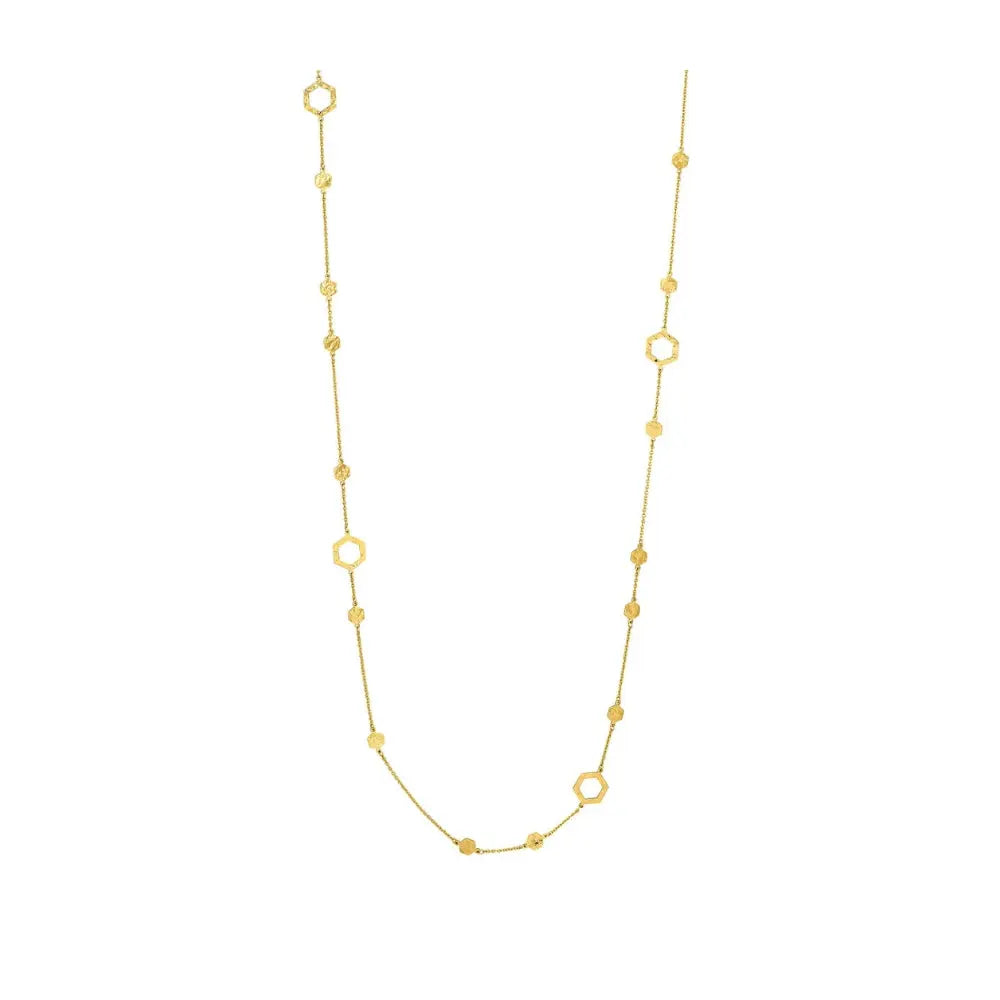   Long Hexagon and Sphere Link Necklace Princess Jewelry Shop