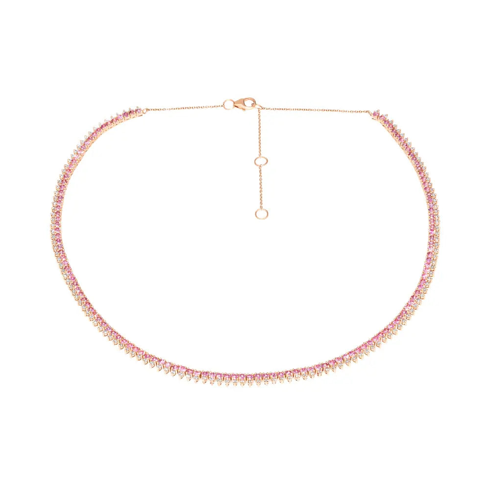 Lorena Pink Sapphire Tennis Necklace Princess Jewelry Shop