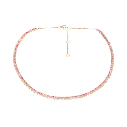 Lorena Pink Sapphire Tennis Necklace Princess Jewelry Shop