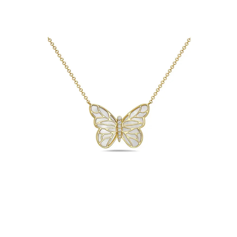   Luminous Butterfly Mother-of-Pearl Pendant Necklace Princess Jewelry Shop