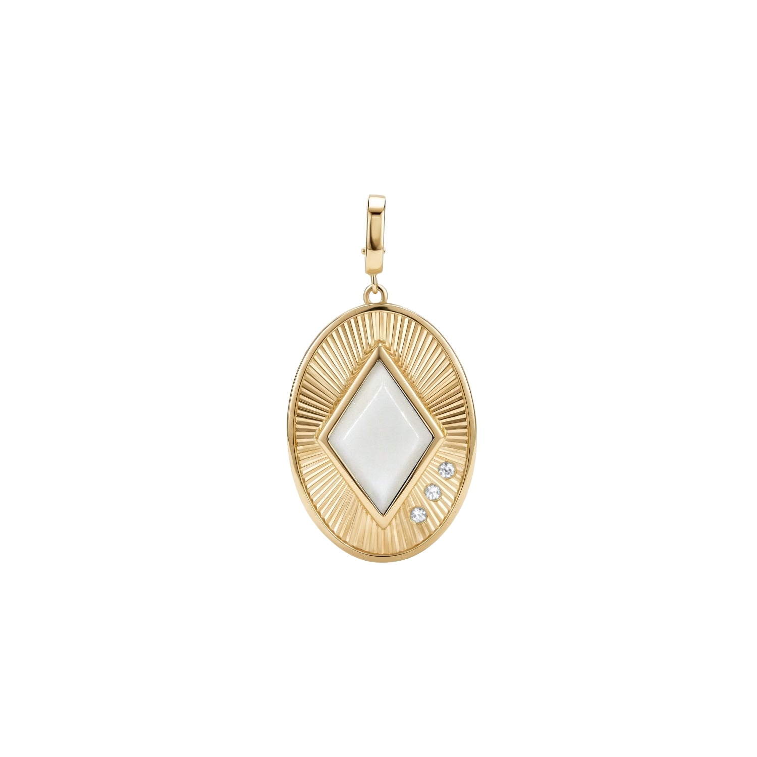Malachite, Lapis Lazuli & Mother of Pearl Oval Pendant in 18K Yellow Gold