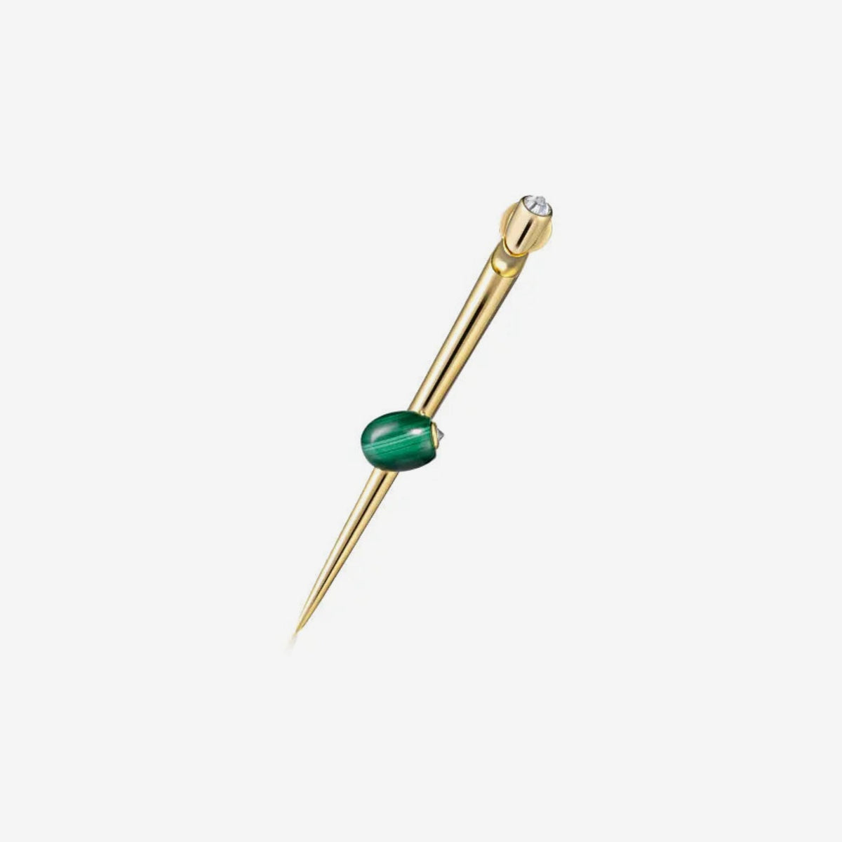 Malachite Martini Spike Earrings in 18K Yellow Gold, view 3, gray background | JJ Jewelry Miami