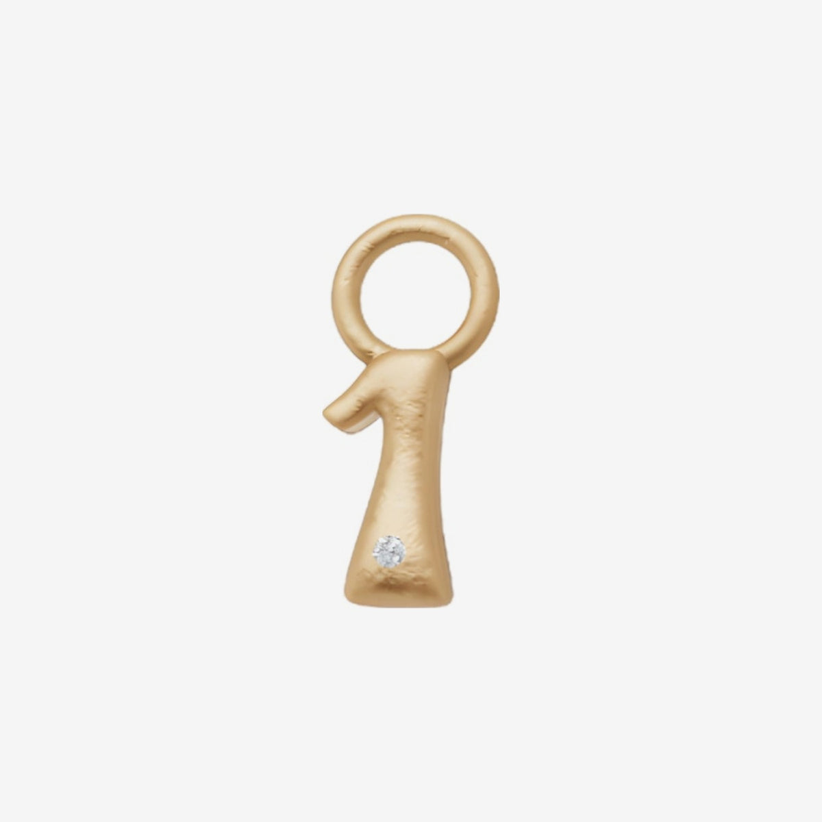 Mini Diamond Number Charm in 18K Yellow Gold by Alessa Rocks, number 1, gray background | JJ Jewelry Miami
