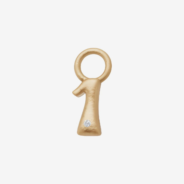 Mini Diamond Number Charm in 18K Yellow Gold by Alessa Rocks, number 1, gray background | JJ Jewelry Miami