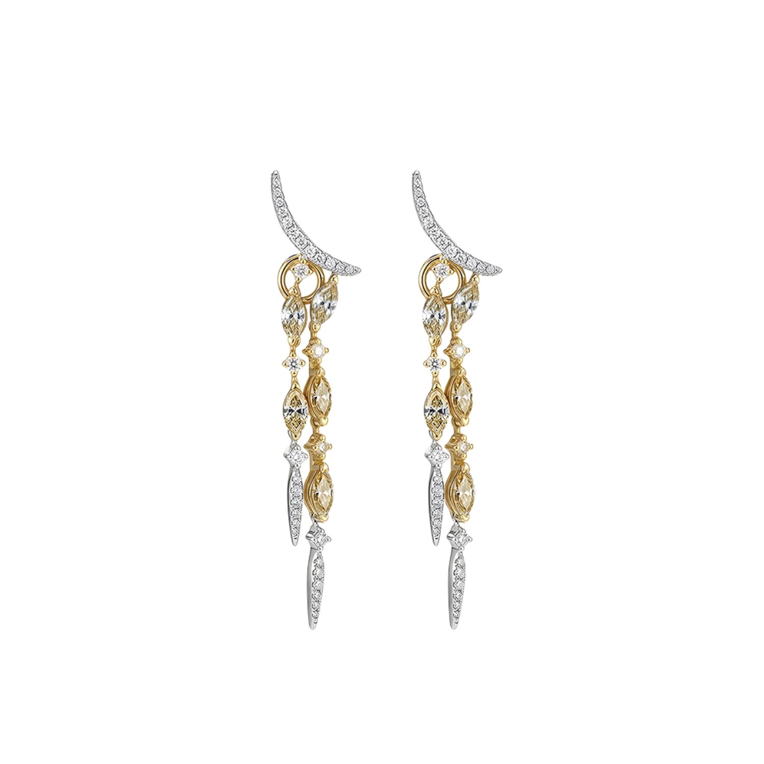 Marquise Diamond Dancing Earrings in 18K Gold | JJ Jewelry Miami