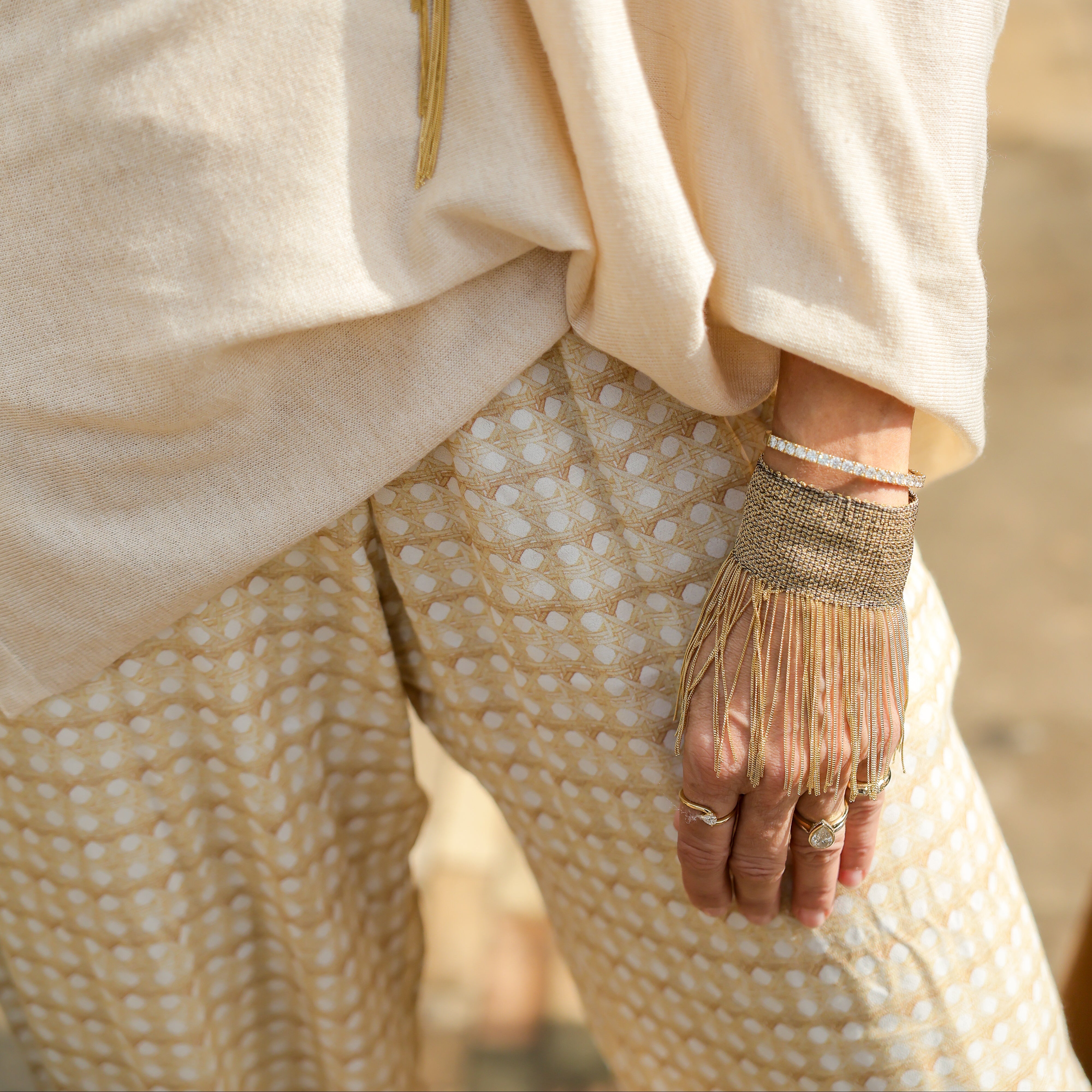 Morocco Silk Fringe Bracelet in Yellow Gold-Dipped Silver