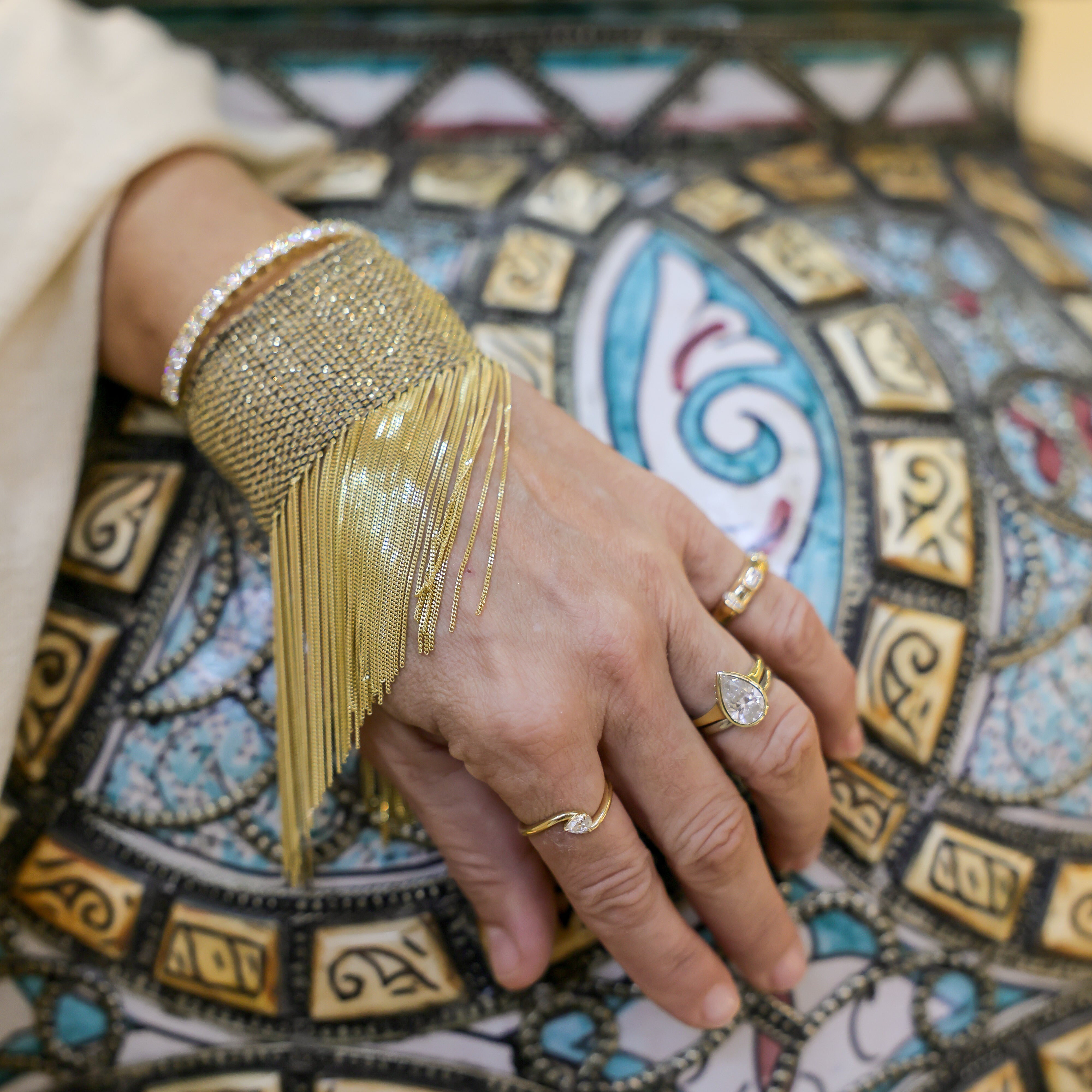 Morocco Silk Fringe Bracelet in Yellow Gold-Dipped Silver