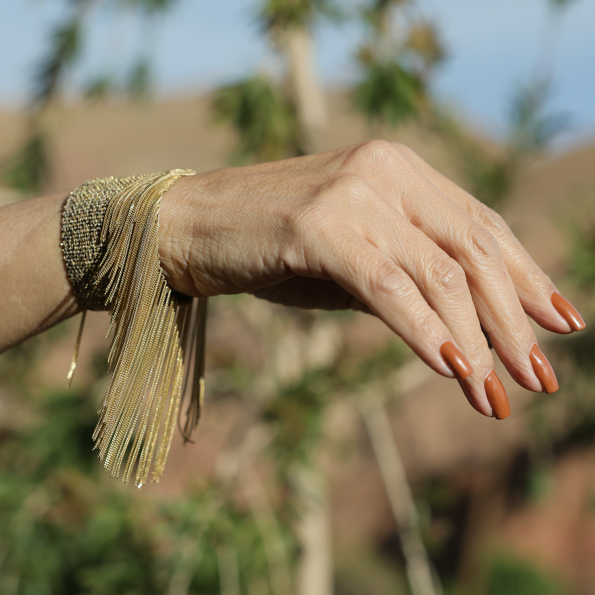 Morocco Silk Fringe Bracelet in Yellow Gold-Dipped Silver
