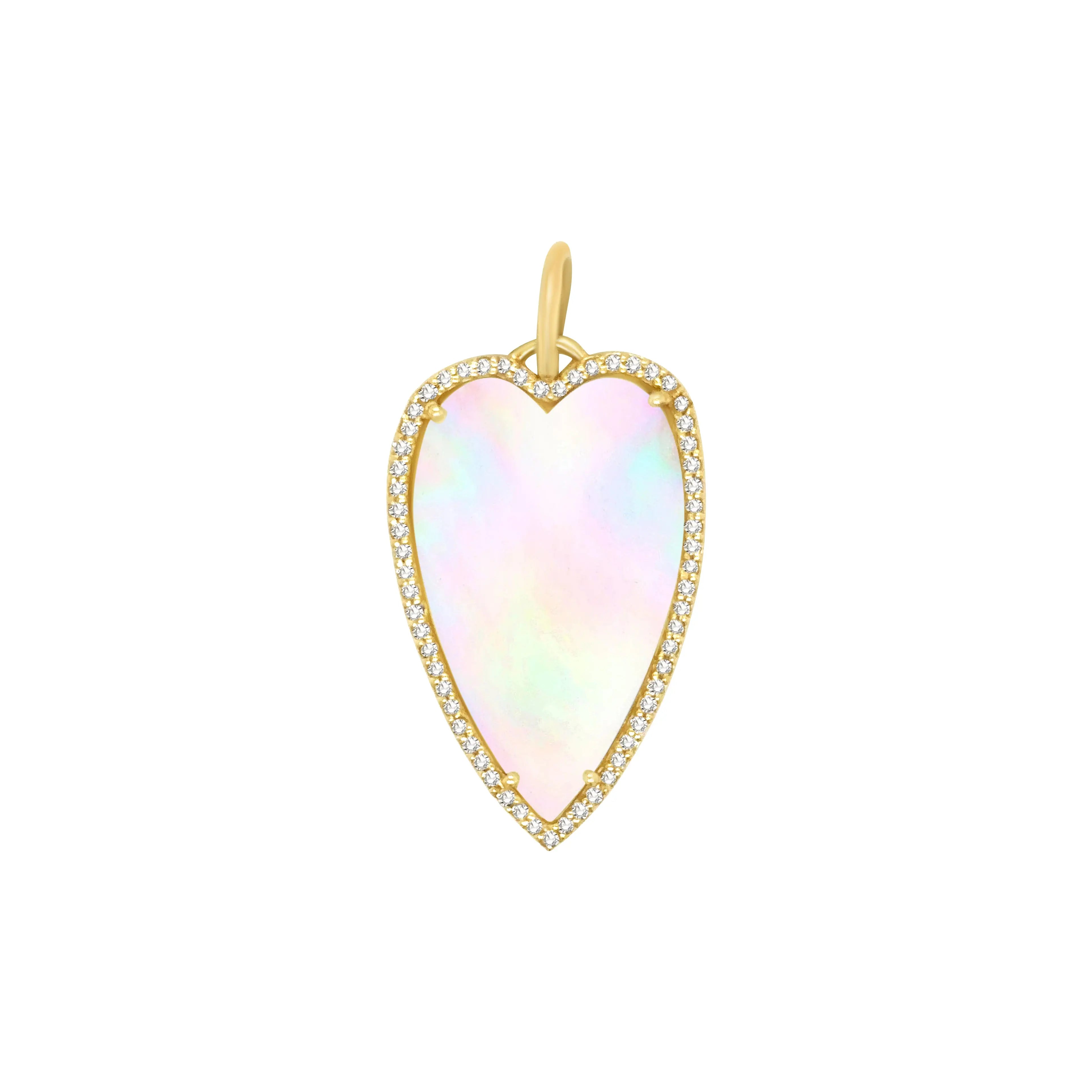 Mother of Pearl and Diamond Heart Pendant-Princess Jewelry Shop