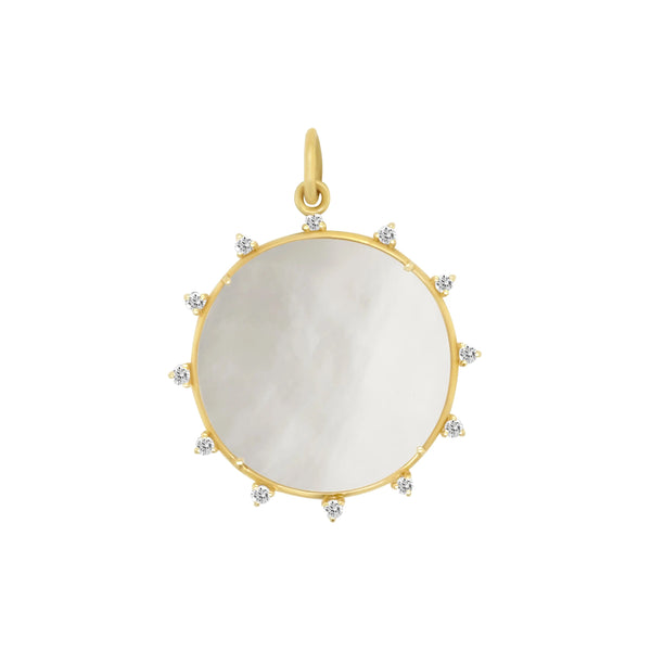 Mother of Pearl and Diamond Sun Pendant | JJ Jewelry