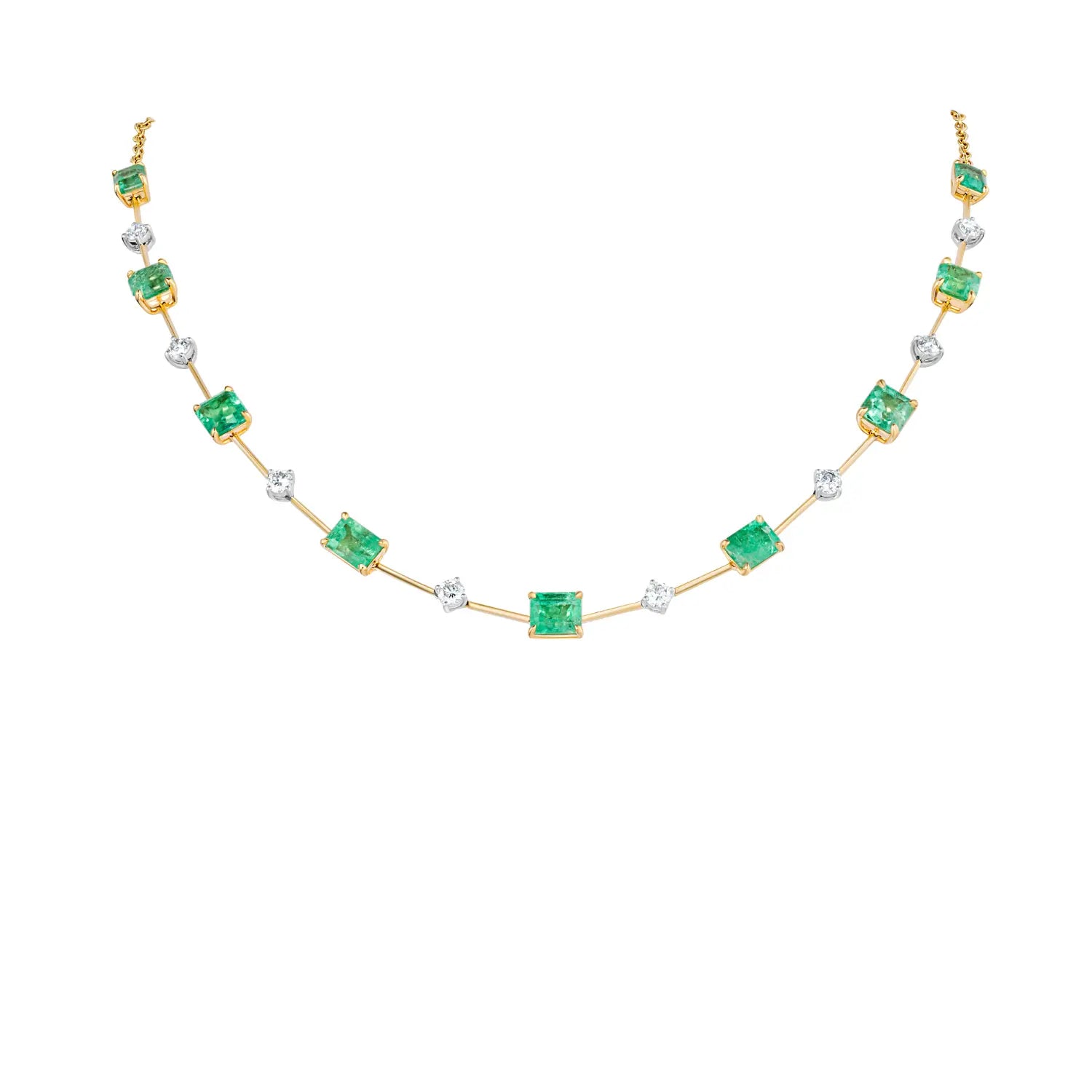 Multi-Shaped Emerald Diamond Necklace Princess Jewelry Shop