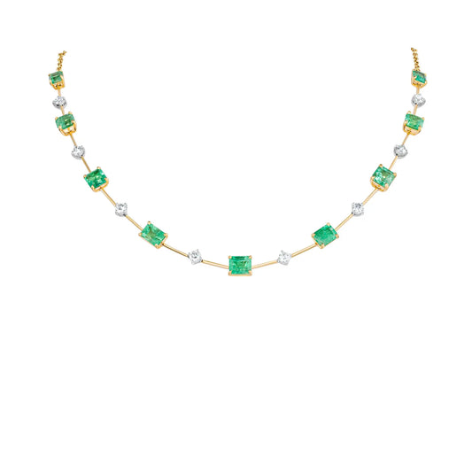 Multi-Shaped Emerald Diamond Necklace Princess Jewelry Shop