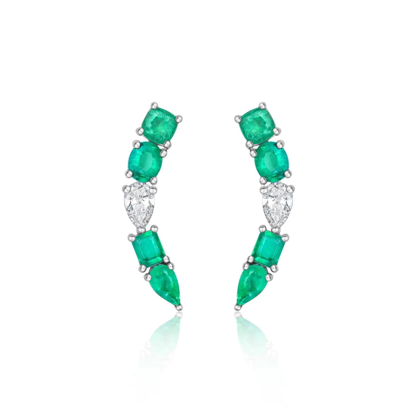 Multi-Shaped Emerald and Diamond Ear Climber Princess Jewelry Shop