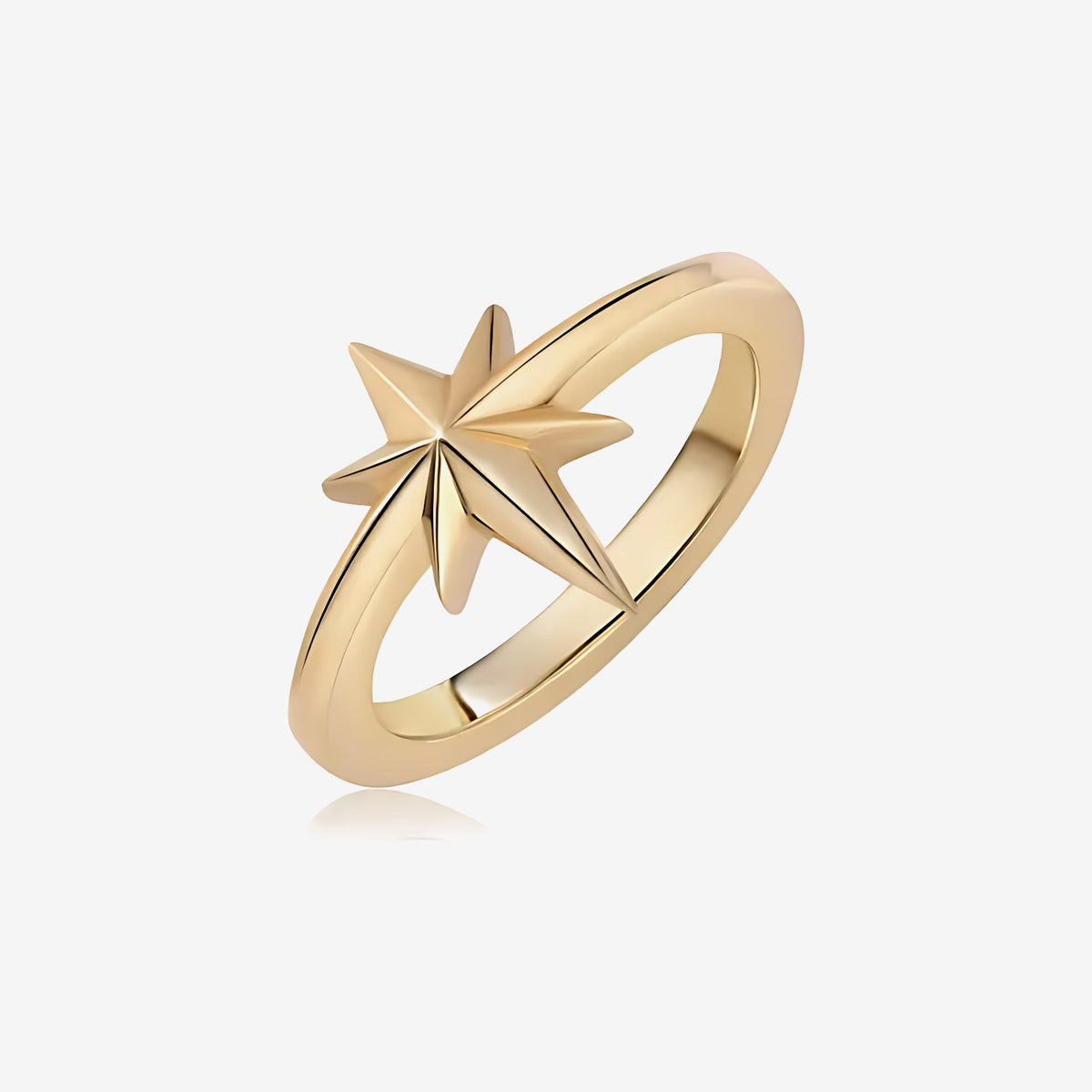 North Star Gold Ring in 14K Yellow Gold | JJ Jewelry