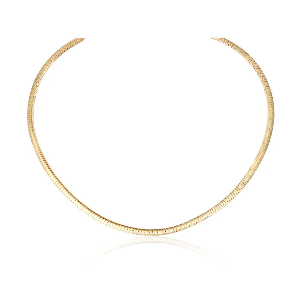   Omega Round Gold Necklace in 14K Yellow Gold Princess Jewelry Shop