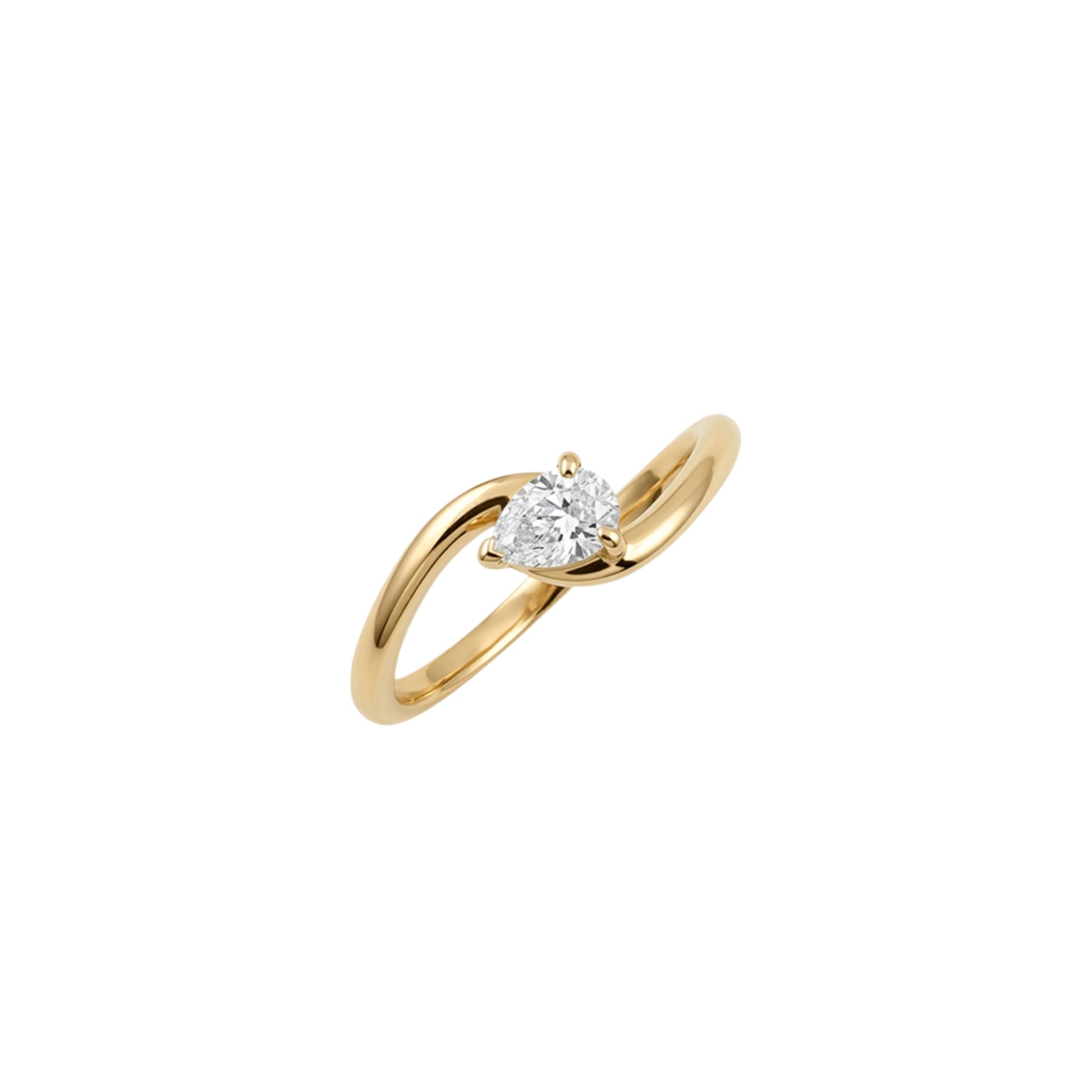 Oval Diamond Dual Wire Ring in 18K Yellow Gold
