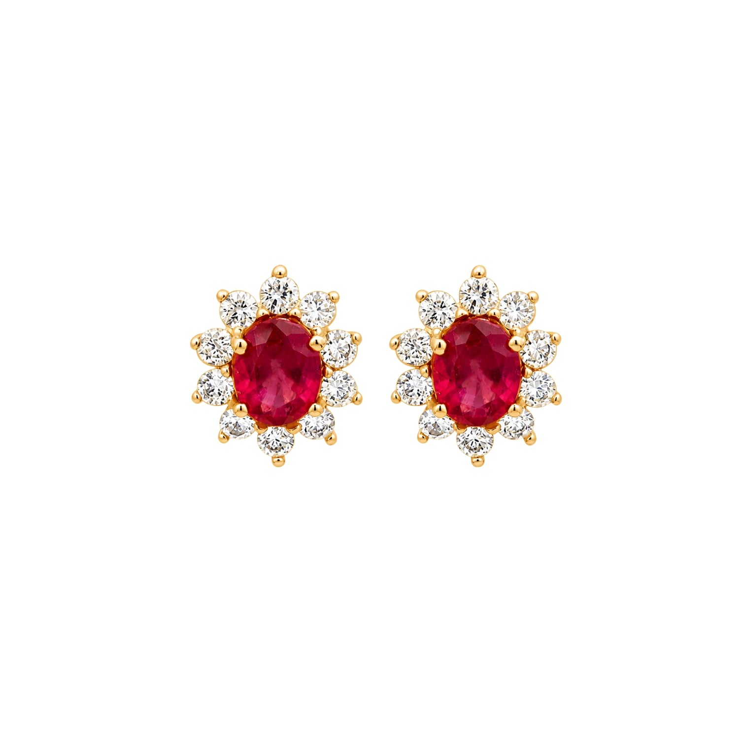 Oval Diamond Halo Stud Earrings
