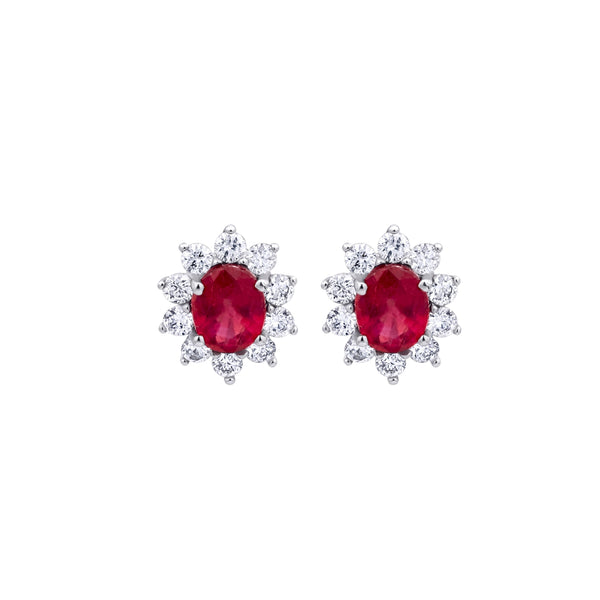 Oval Diamond Halo Stud Earrings
