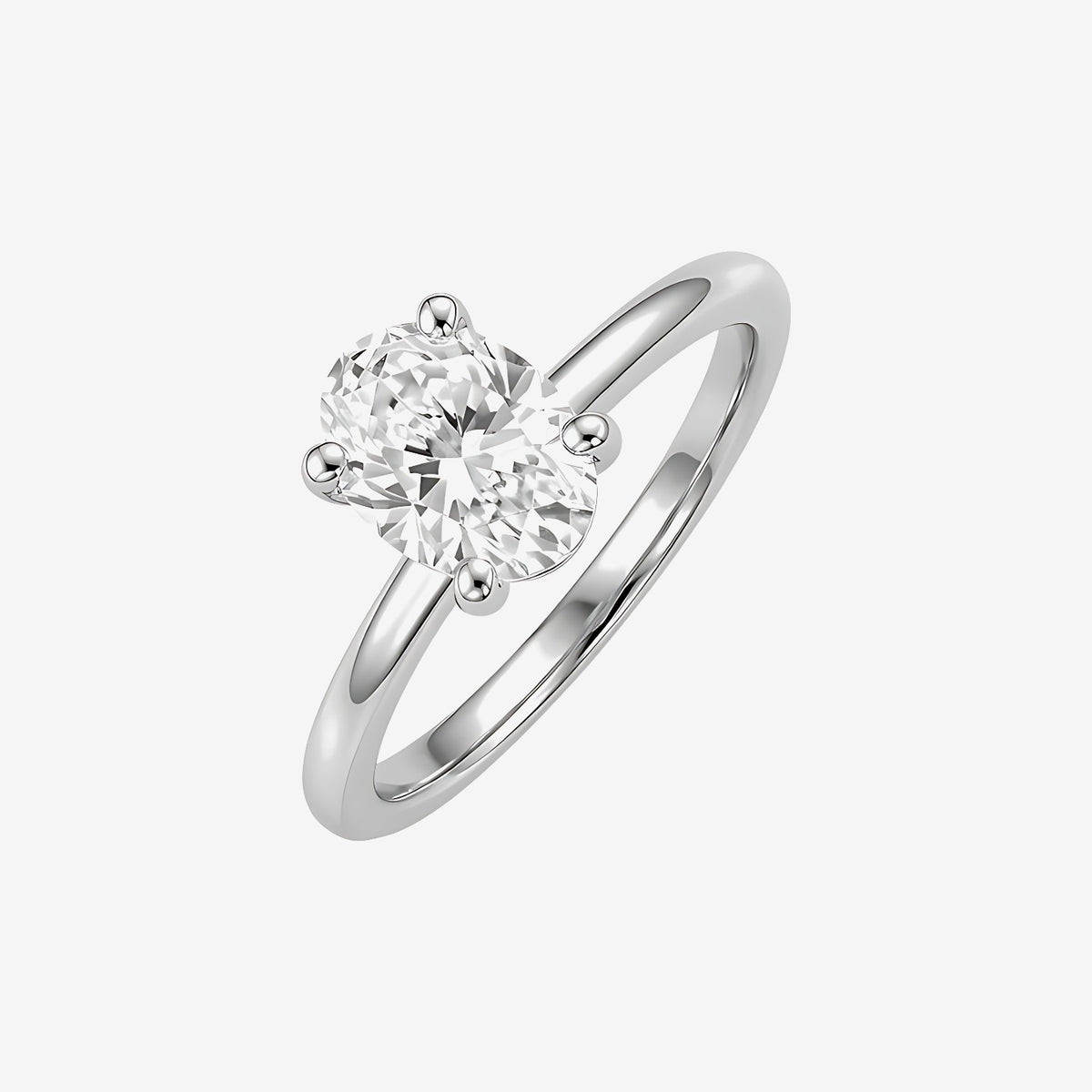 Oval Diamond Pinky Ring in 18K White Gold | JJ Jewelry