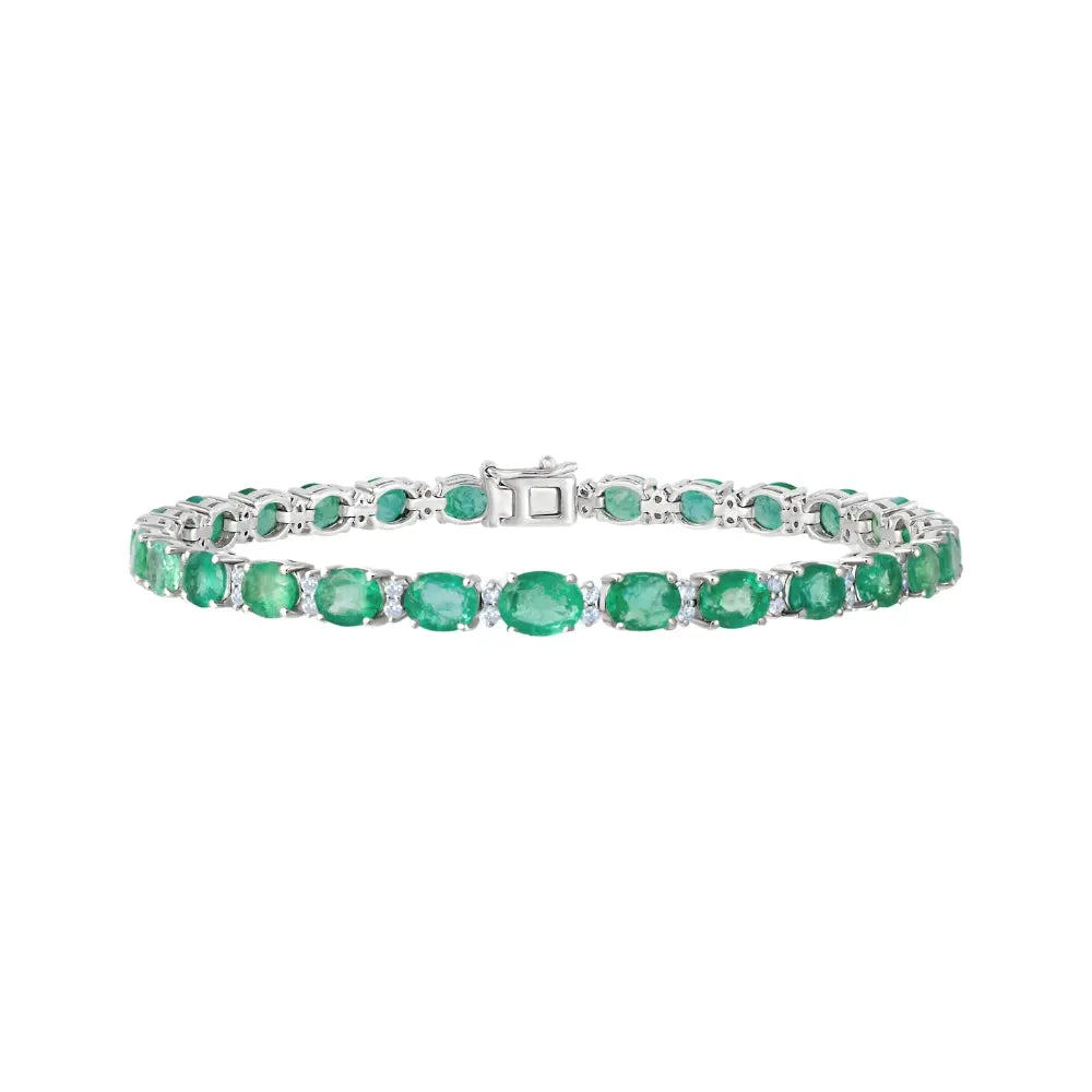 Oval Emerald and Diamond Bracelet-Princess Jewelry Shop