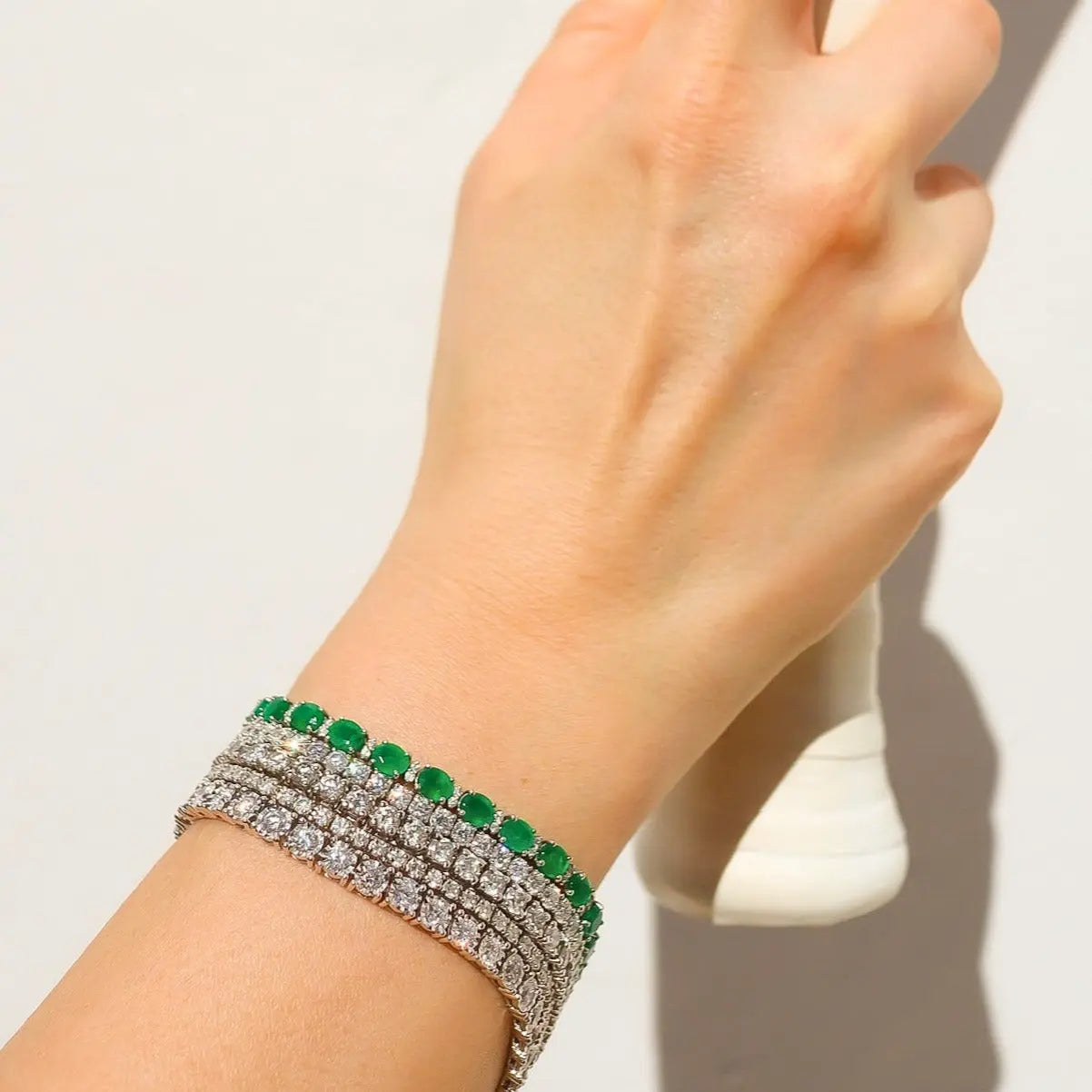 Oval Emerald and Diamond Bracelet-Princess Jewelry Shop