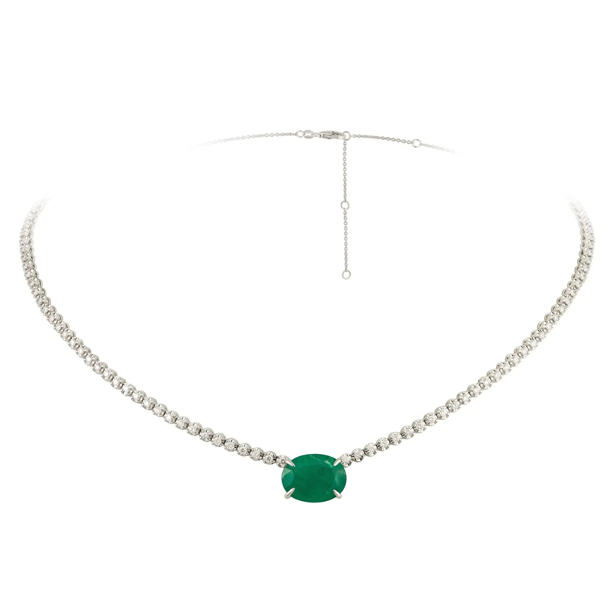   (missing photo) OVAL EME DIA NECK D1.3 TZ2.7 18KW Princess Jewelry Shop