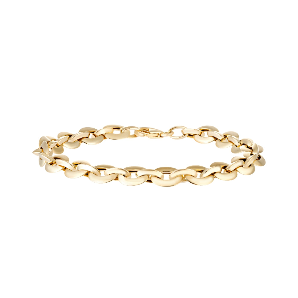 Oval link bracelet in 14K yellow gold – JJ Jewelry